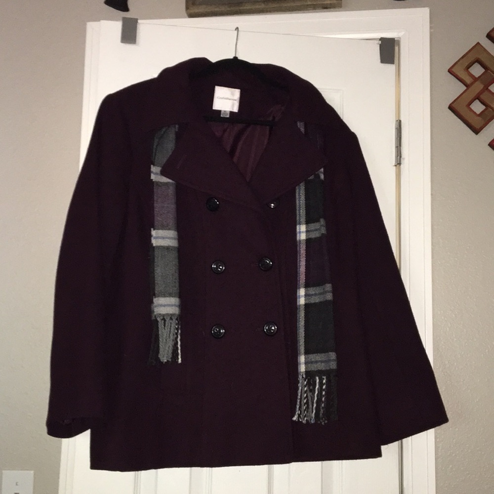 Purple Croft&Barrow Pea Coat w/ matching scarf